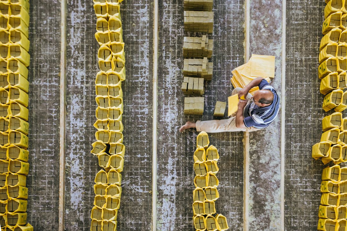 Línea de producción de una fábrica de envases